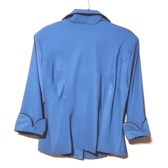 Dressbarn Woman Vintage Blue 3/4 Cuffed Sleeve Jacket Blazer Women's Size 16 - Picture 4 of 8
